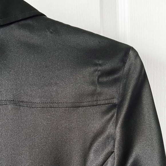 D&G Jet Black Silk & Lace Trim Fitted Shirt - Picture 13 of 16